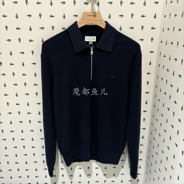 Ah5187-98 French Crocodile Lacoste 2025 Autumn and Winter Men's Half-Zip Polo Collar Knitwear