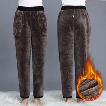 Fleece thickened harem pants for women in fall and winter new large size warm and versatile slim small foot high waist casual pants