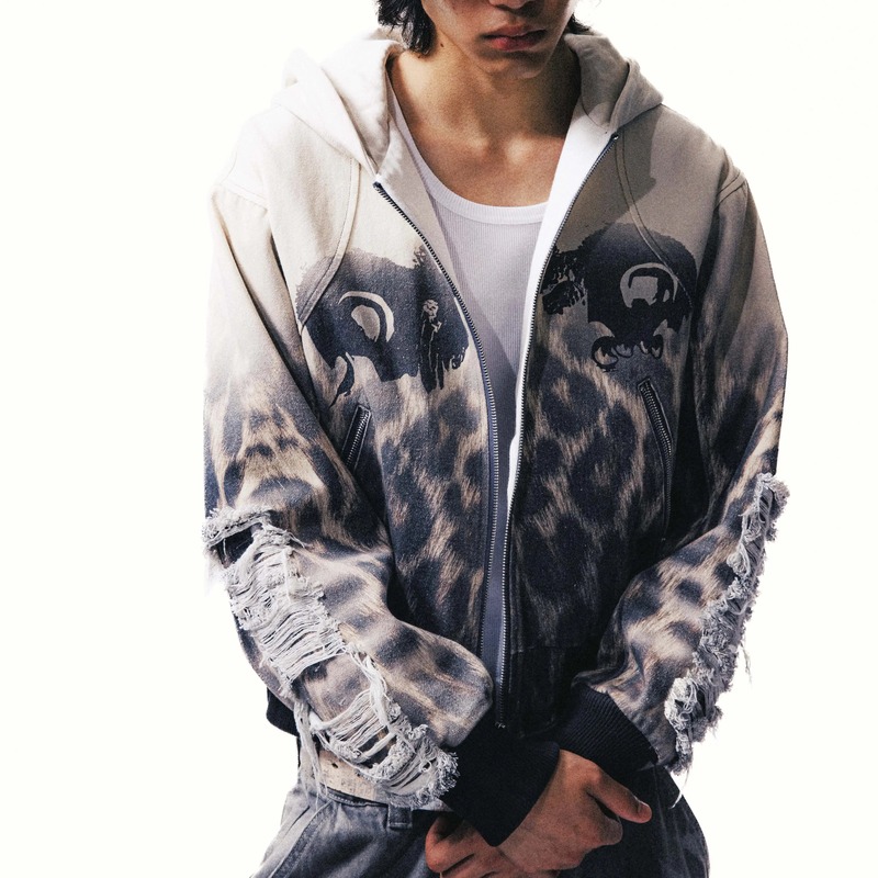 (Tbhnp) Theboyhasnopatience Muslim Fur Print Patchwork Jacket Long-Sleeved Casual Coat