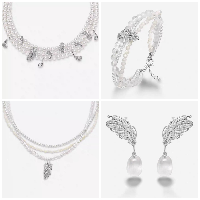 What Kind of White Moonlight Feather Wing Design Layered Necklace for Women, New Accessories, Crystal Feather Clavicle Chain?