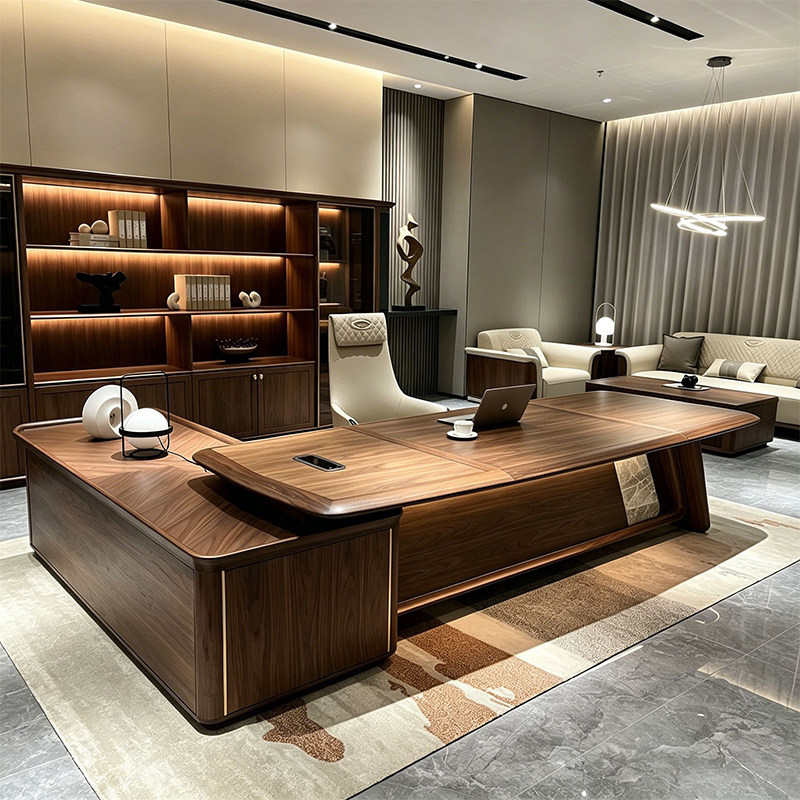 New Chinese-Style North American Black Walnut Solid Wood Executive Desk 2026 New Model Luxury Executive Desk with Side Table New Chinese-Style North American Black Walnut Solid Wood Executive Desk 2026 New Model Luxury Executive Desk with Side Table