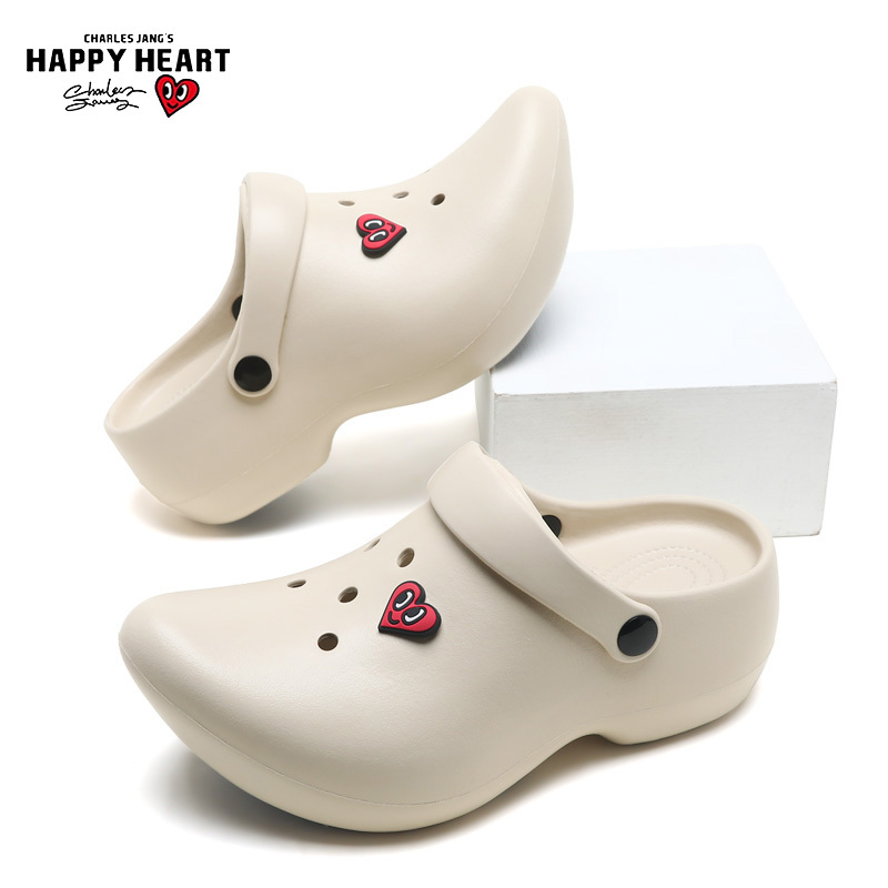 Charles Heart-Shaped Clog Shoes for Women 2025 New Summer Trendy Chelsea Street Closed-Toe Half Slippers