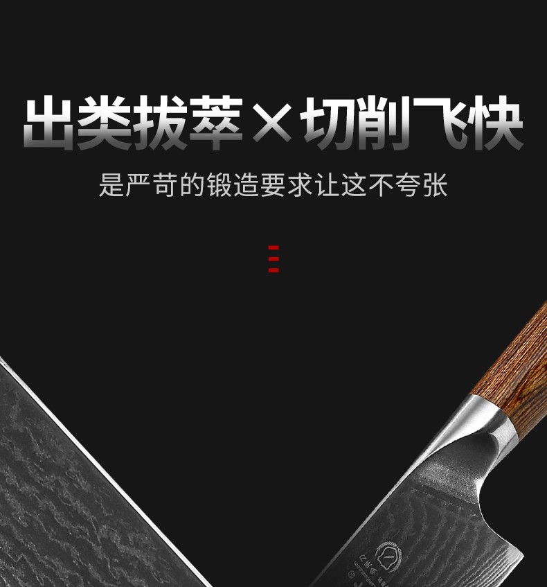 安享好物 安享B级切片刀-十八子作大马士革 锋度切片刀  