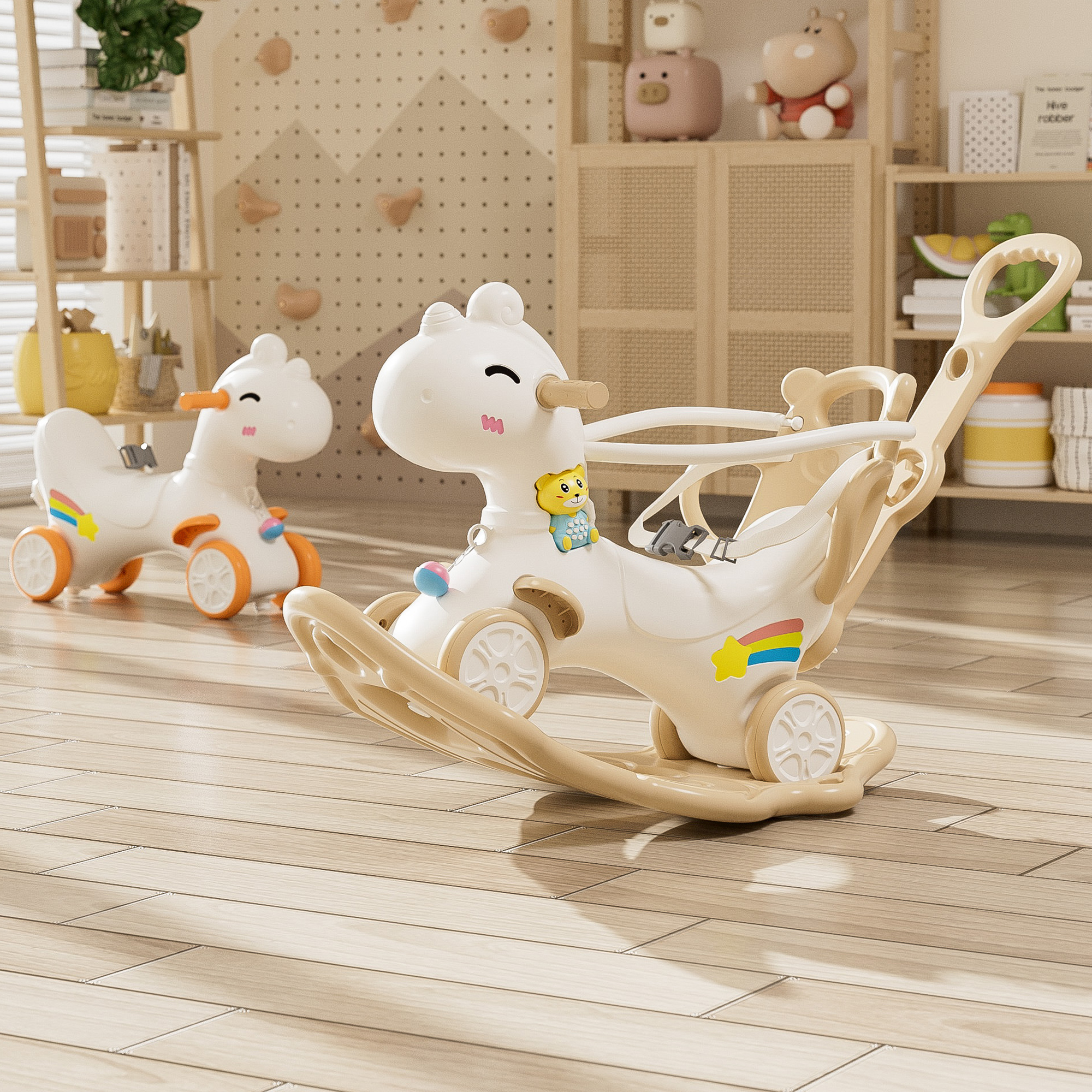 babysoku ロッキングホース 木馬 子供用ロッキングホース ヨーヨーカー 2in1 ロッキングカー 1歳児 赤ちゃん おもちゃ