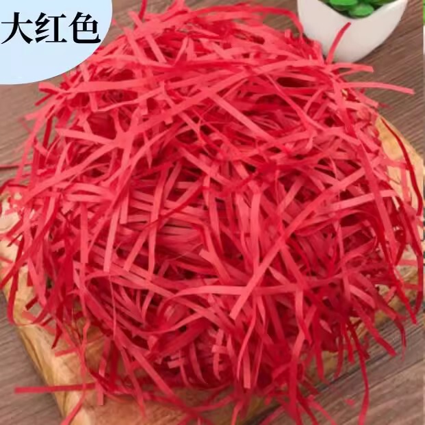 Festive Red Raffia Gift Box Filling Shredded Paper Gift Decoration Confetti Gift Box Wedding Candy Padding Christmas