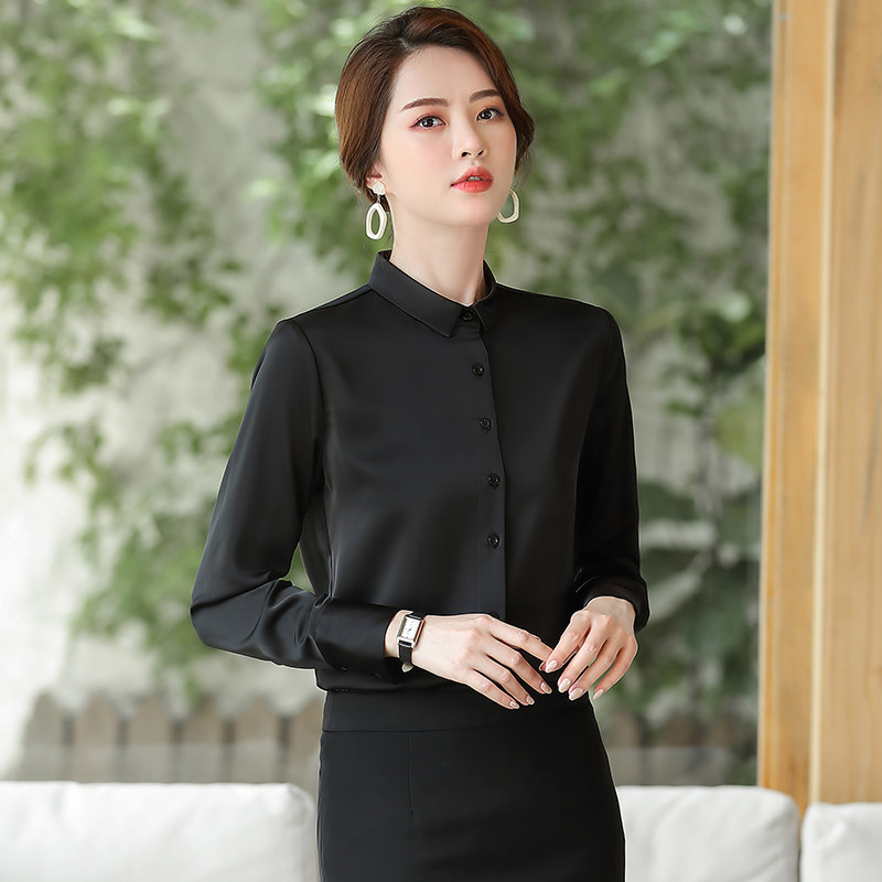 Career Black Shirt Woman Fashion Ocean 2023 New Long Sleeve Couple Spring and Autumn Retirement Academy Wind
