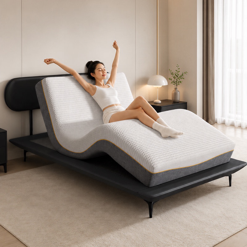 2025 New Electric Smart Bed Remote-Controlled Adjustable Latex Mattress German Motor Fully Automatic Multi-Functional Sleep Aid