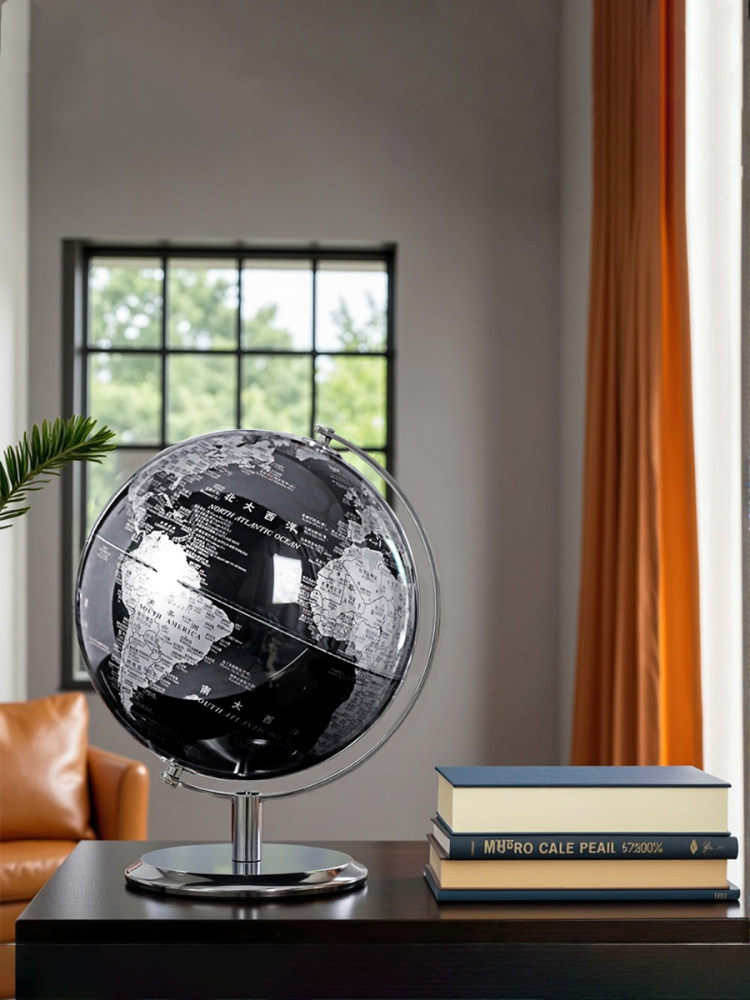 Silver High-End Light Luxury Globe Ornament Opening Gift Office Decoration Entrance Hall Living Room Study Crafts