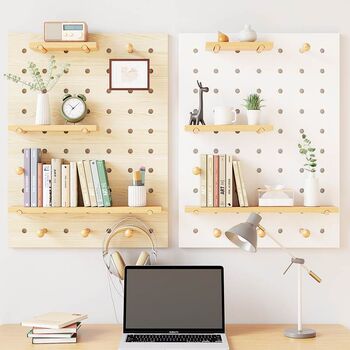 Hole board solid wood wall storage rack wooden display rack wall hanging bookshelf hanging board wall partition storage rack