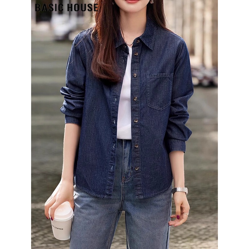 ベーシックハウス/ベーシックハウス デニムシャツ レディース 2025年夏新作 レトロ カジュアル 万能 長袖シャツ