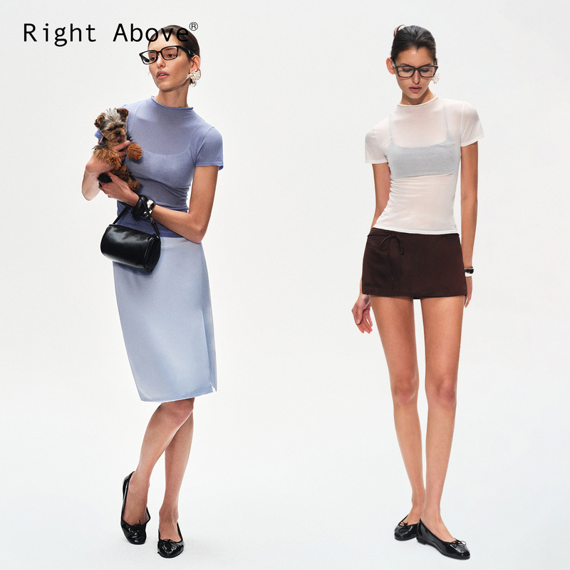 Right Above "Second Skin" 54-Count Ultra-Fine Acetate Long-Staple Cotton Natural Rolled Edge Knit T-Shirt