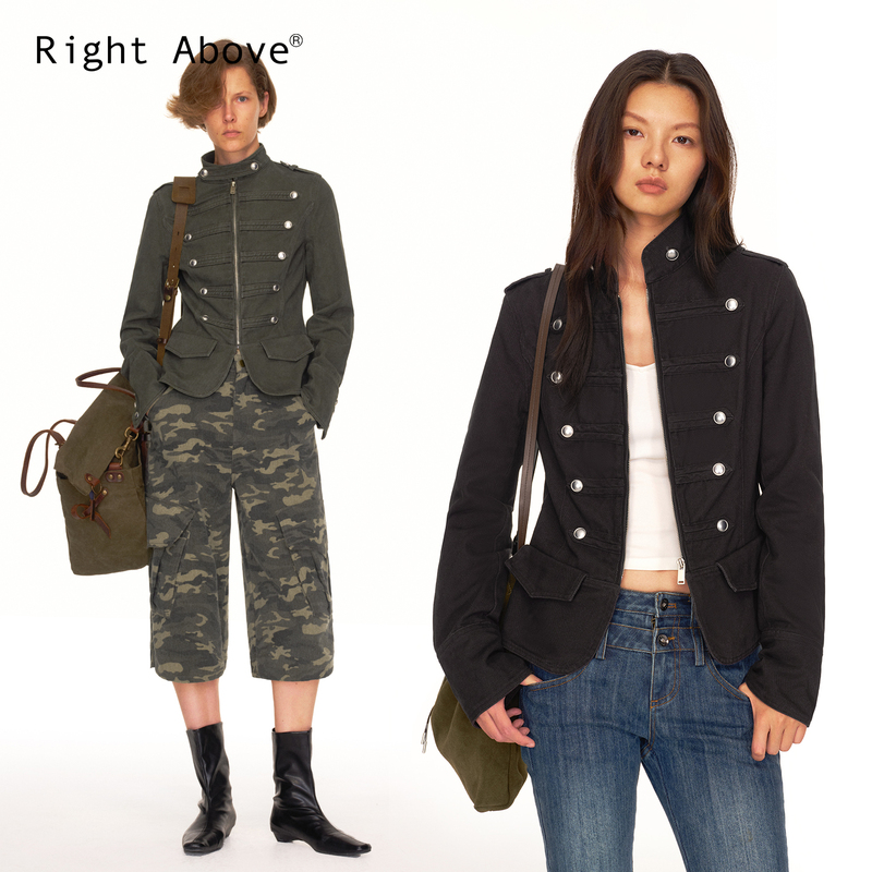 Right Above Original Design 100% Cotton Heavy Denim Cotton Light Washed Napoleon Jacket Short Jacket