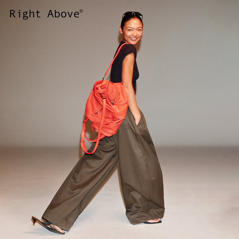 Right Above 26Ss Lyocell Cotton Draped Scimitar Drawstring Wide-Leg Balloon Pants [Peach Skin Texture]