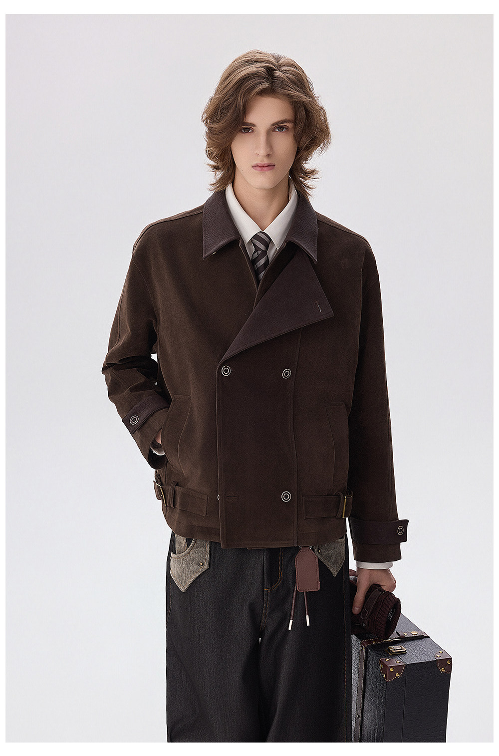 CHOR Asymmetric Placket Cropped Work Jacket