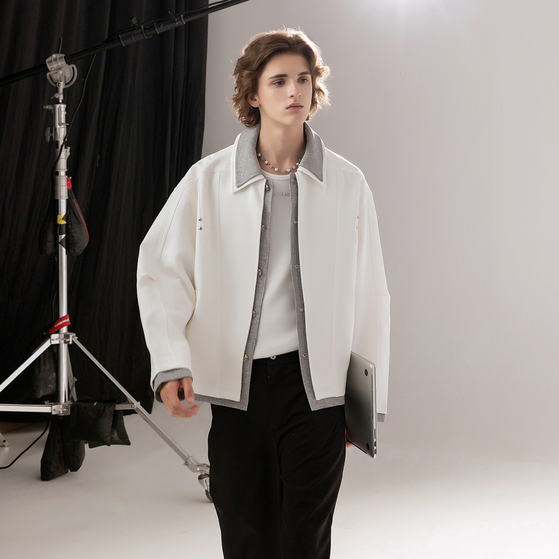 Chor Fake Two-Piece Lapel Loose Casual Jacket for Men, New Autumn American Retro Style Men's Top Trendy
