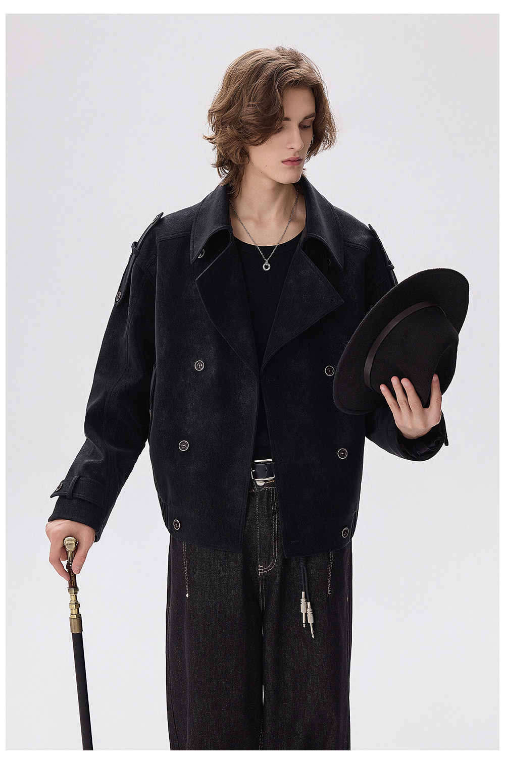 CHOR Black Double-Breasted Trench Coat
