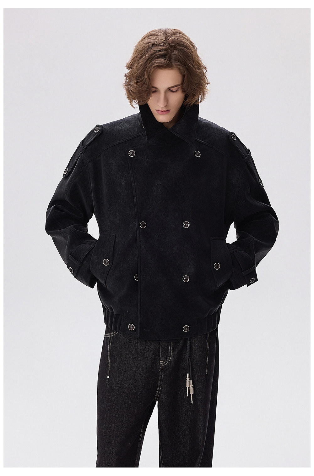 CHOR Black Double-Breasted Trench Coat