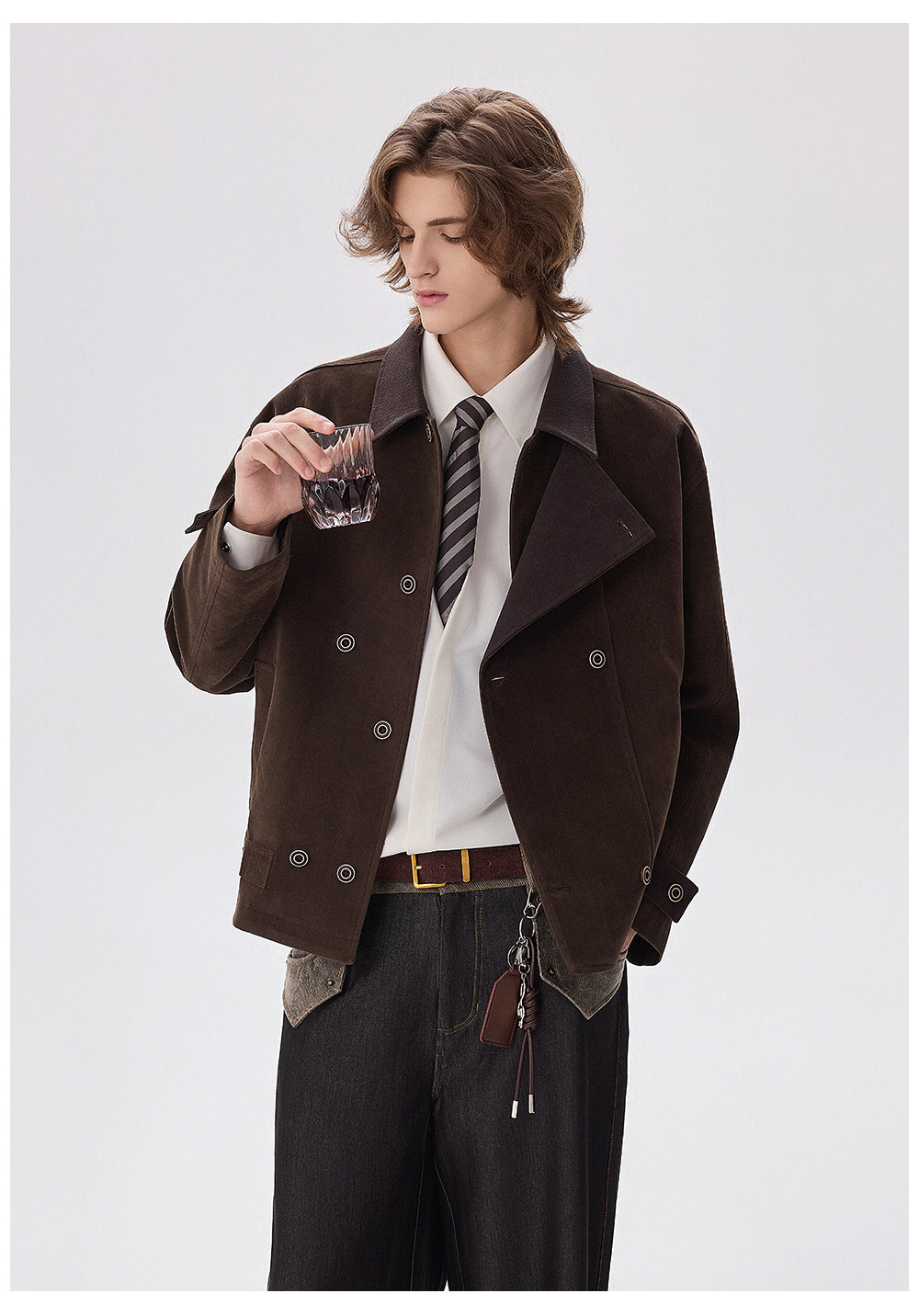CHOR Asymmetric Placket Cropped Work Jacket