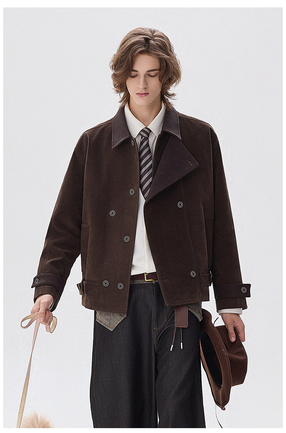 CHOR Asymmetric Placket Cropped Work Jacket