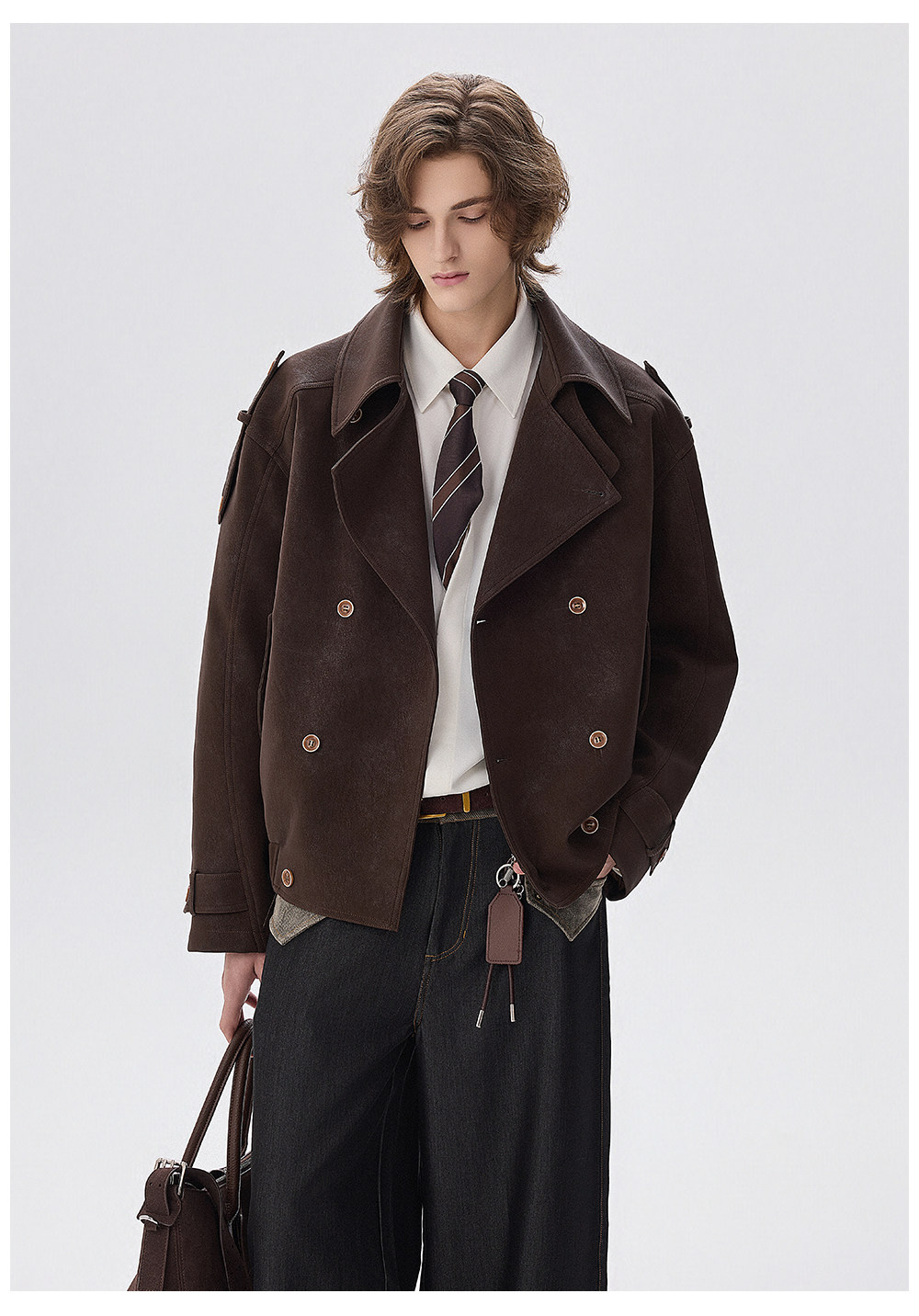CHOR Black Double-Breasted Trench Coat