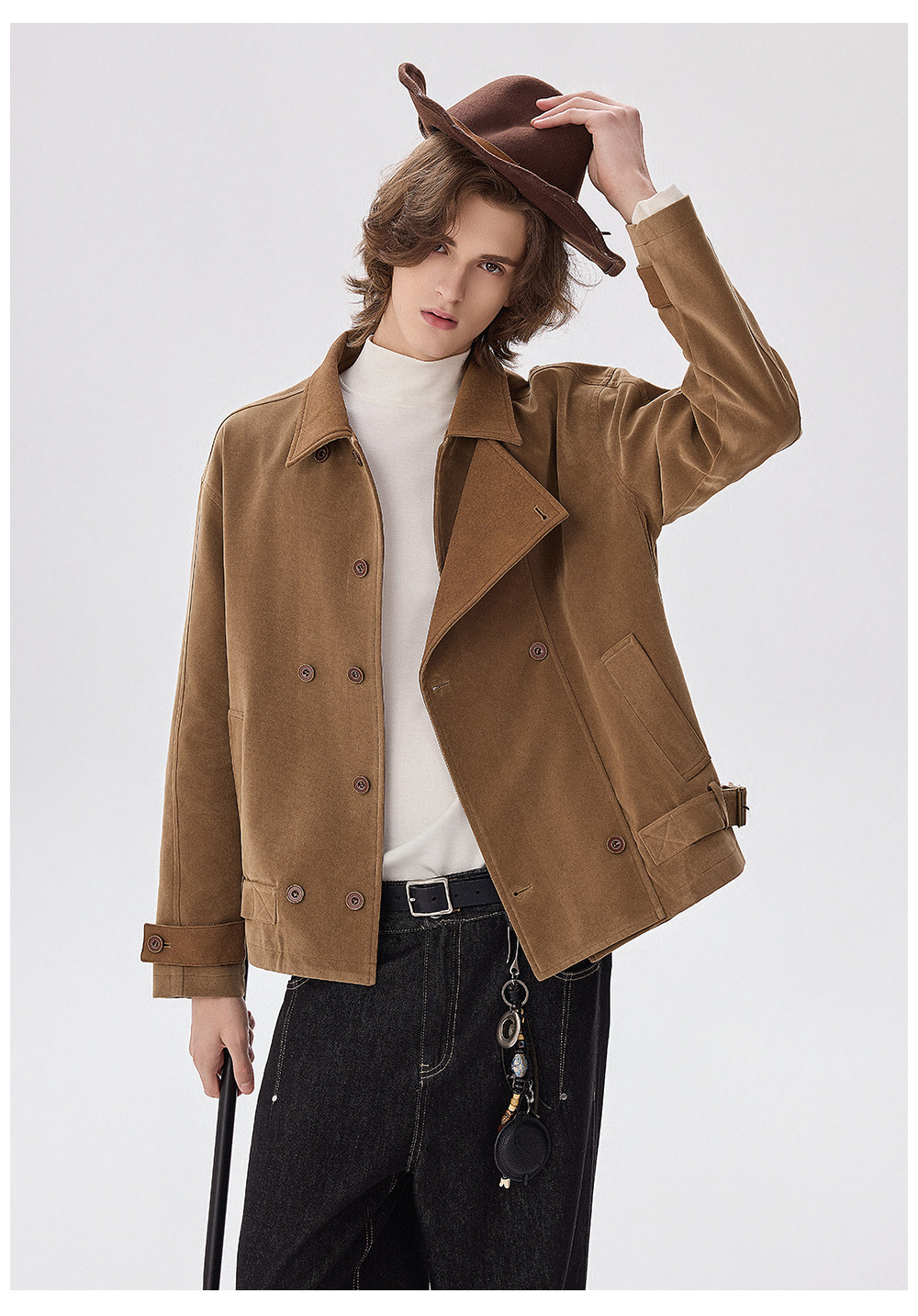 CHOR Asymmetric Placket Cropped Work Jacket