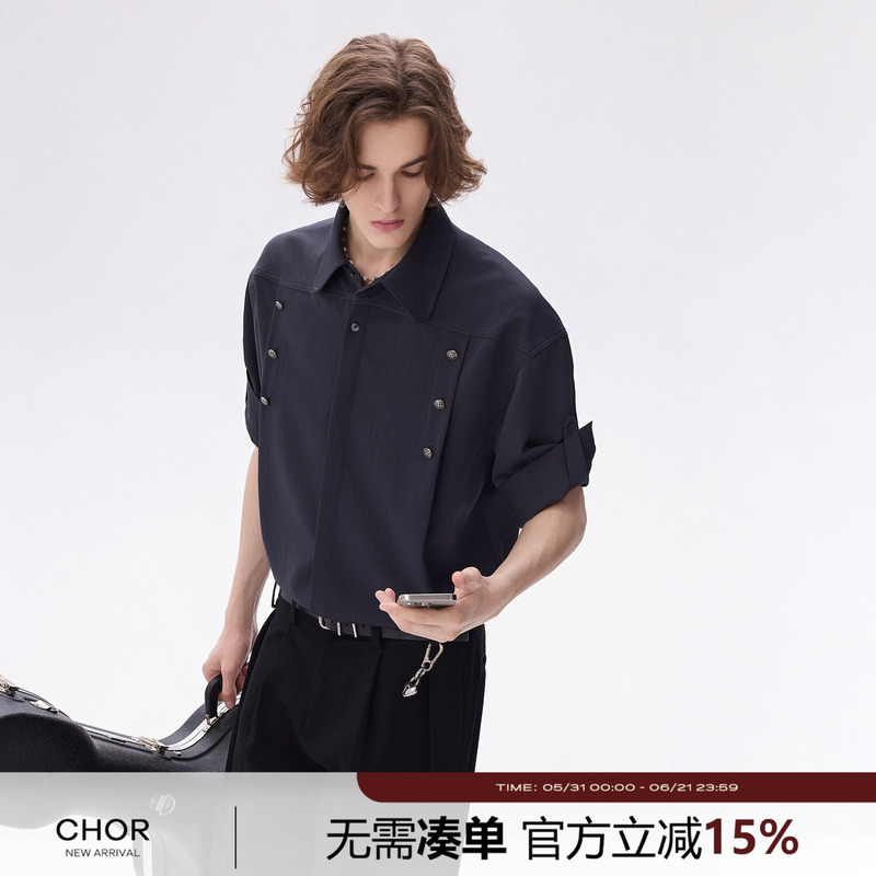 Chor French-Style Lapel Court-Style Short-Sleeved Shirt for Men 2026 Summer New High-End Cool Casual Shirt Chor French-Style Lapel Court-Style Short-Sleeved Shirt for Men 2026 Summer New High-End Cool Casual Shirt