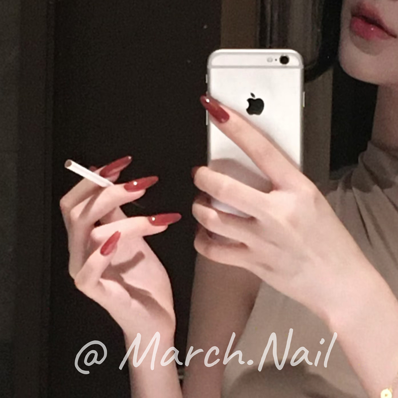 Purely Handmade Nude Color Wearable Nails, Ice-Clear Rose Red, Medium-Length Fake Nails, Popular on Xiaohongshu, Almond Shape Purely Handmade Nude Color Wearable Nails, Ice-Clear Rose Red, Medium-Length Fake Nails, Popular on Xiaohongshu, Almond Shape