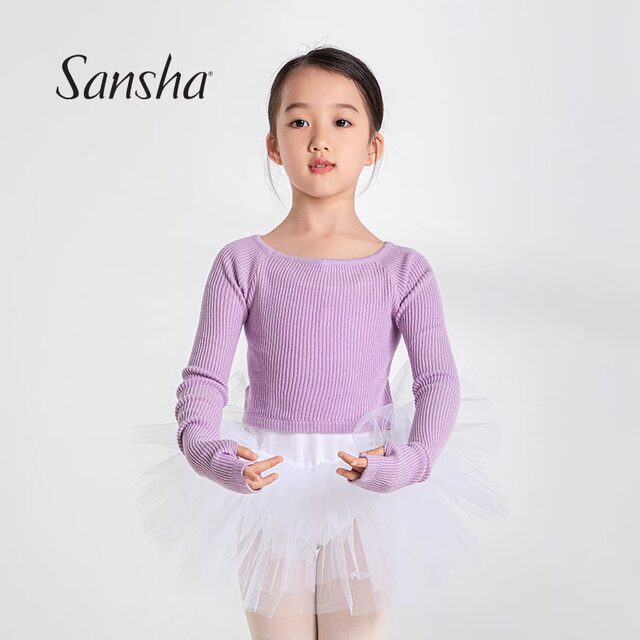 Sansha Kidsren's Dance Practice Clothing Long-Sleeved Ballet Knitted Top Autumn and Winter Warm Top Jacket