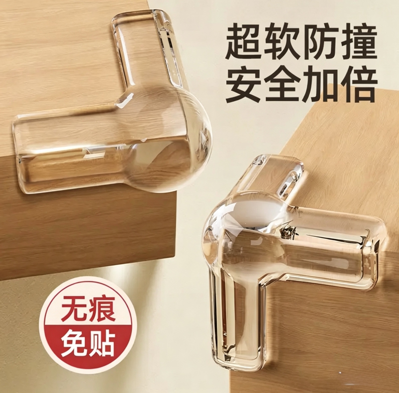 Anti-Collision Corner Soft Silicone Protective Cover Airbag Anti-Bump Right-Angle Cover for Tables, Cabinets, Cabinet Corners, Glass Transparent Anti-Collision Sticker