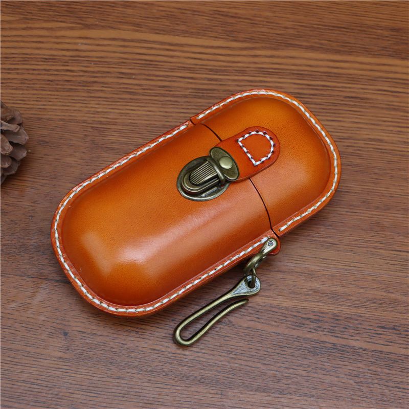 Special Clearance Price: First-Layer Cowhide Capsule Eyeglass Case for Prescription Glasses, Reading Glasses, Sunglasses, Anti-Pressure Hook Eyeglass Case