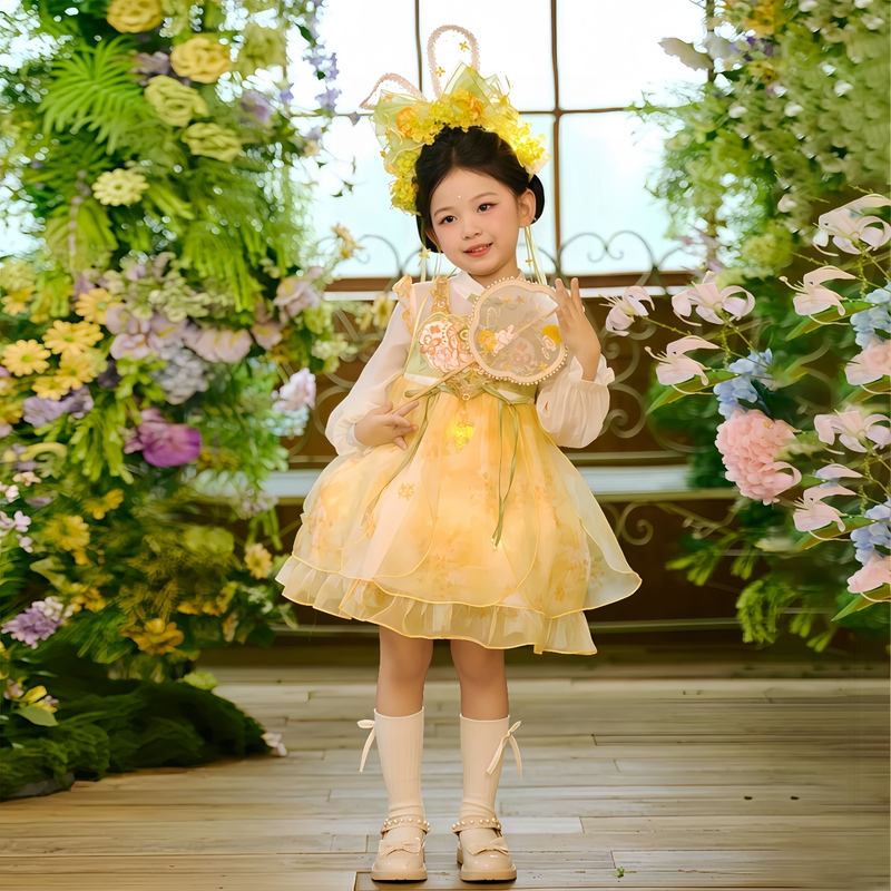 Mid-Autumn Festival Girls' Hanfu New Style New Chinese Tang Suit Dress National Style Embroidery Lantern Princess Lolita Tutu Skirt Mid-Autumn Festival Girls' Hanfu New Style New Chinese Tang Suit Dress National Style Embroidery Lantern Princess Lolita Tutu Skirt