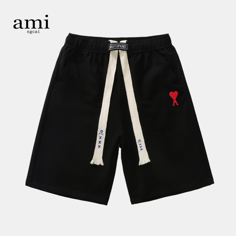 Ami Ngcai Official Casual Shorts for Men and Women, New Summer Style, Loose Trendy Brand Embroidered Sports Shorts