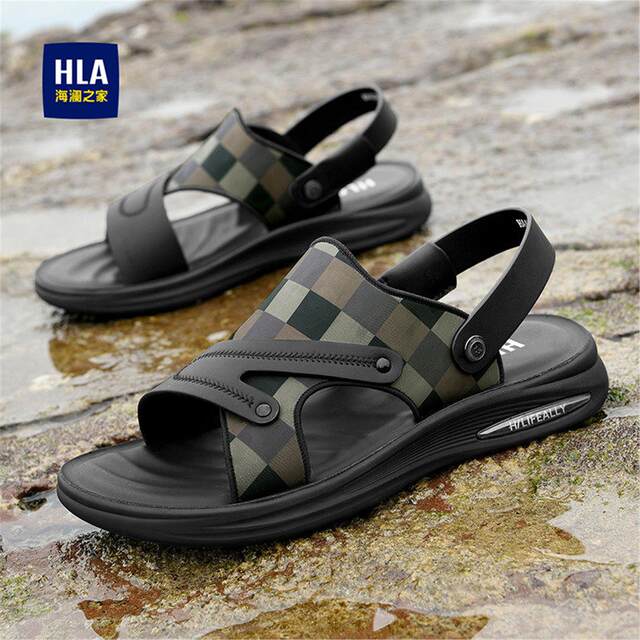 Heilan Home Men's Driving Sandals for Outdoor Use, Summer Non-Slip and Odor-Resistant Beach Shoes, Dual-Use Sandals and Slippers That Can Be Submerged in Water