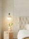 Simple Cream-Style Bedroom Bedside Pendant Light, Vintage Minimalist High-End Bar Counter Study Island Glass Pendant Light