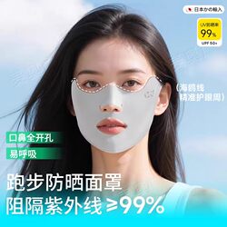 Japanese Running Sun Protection Mask, Uv Protection, Ice Silk, Women's Summer Sunshade Face Mask, Eye Protection, Outdoor Sports, Thin
