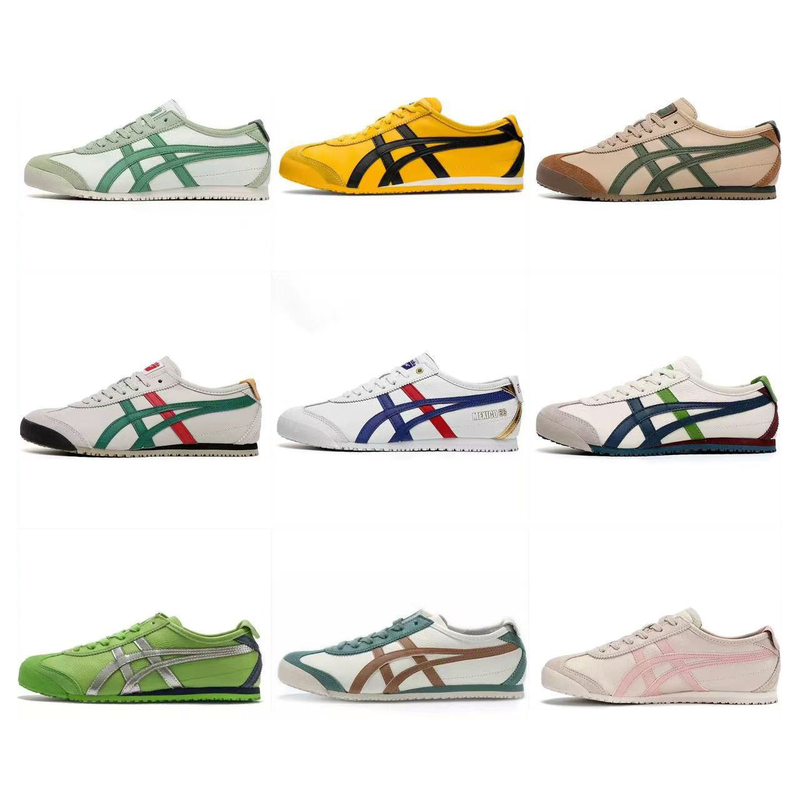Casual Style Low-Top Soft-Soled Leather Sneakers, Non-Slip Forrest Gump Shoes, Classic Lychee Pattern in Green, Blue, and Pink
