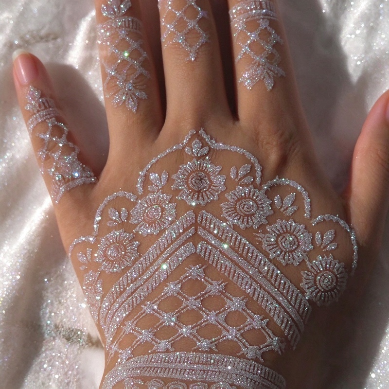 Henna Tattoo Template Hollow Body Painting Stickers Halloween Christmas Hand Decoration Stickers Photo Props