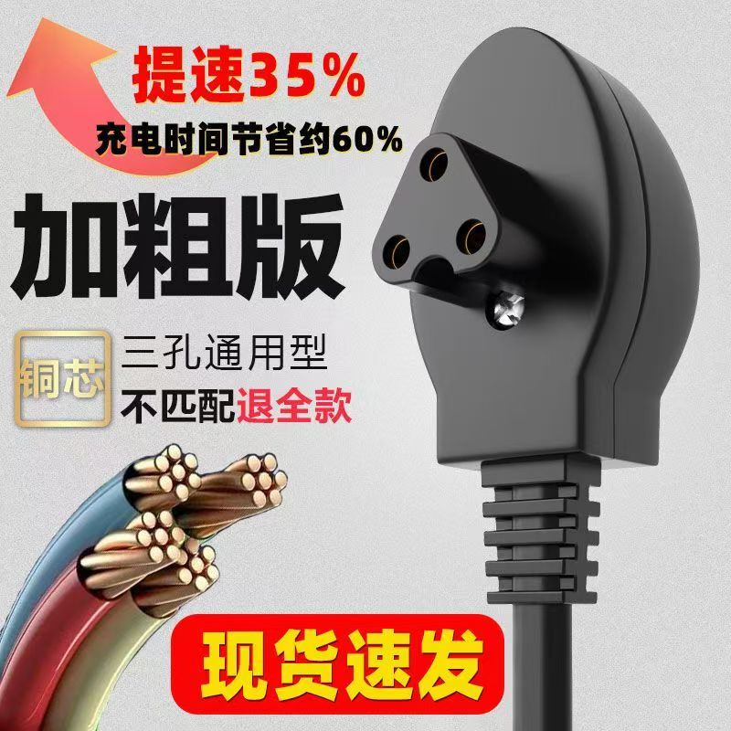 Universal Three-Hole Hand Warmer Power Cord Electric Hot Water Bottle Charging Cable Electric Warmer Baby Heating Charger Plug