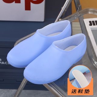 Low-cut rain boots, thick soles, fashionable women's shallow rain boots, plus velvet, warm winter waterproof shoes, kitchen non-slip work rubber shoes