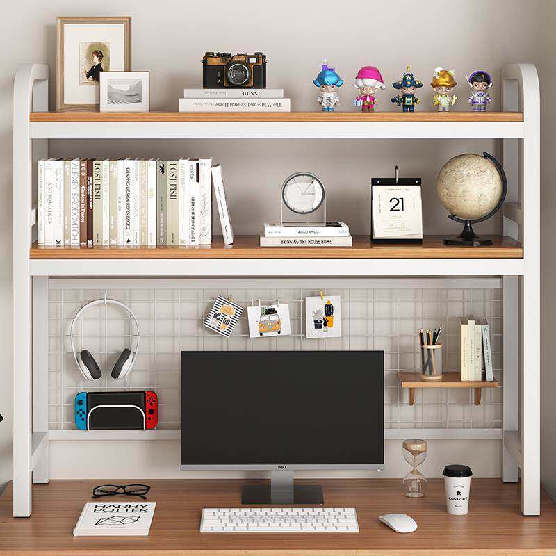 Desktop storage rack multi-layer iron student grid bookshelf desk storage dormitory computer desk table hole board