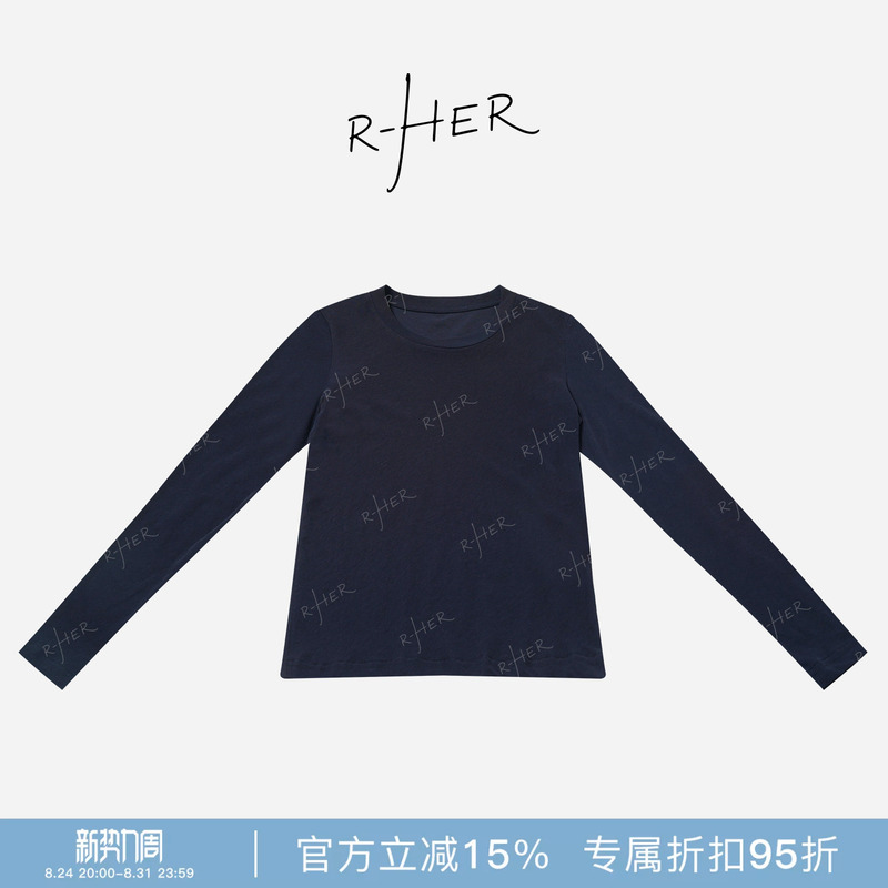 Rher Studio “Linen-Feel Cotton Long-Sleeve” New Summer Style Simple and Versatile Sun-Protective Comfortable Round-Neck Top Tl1