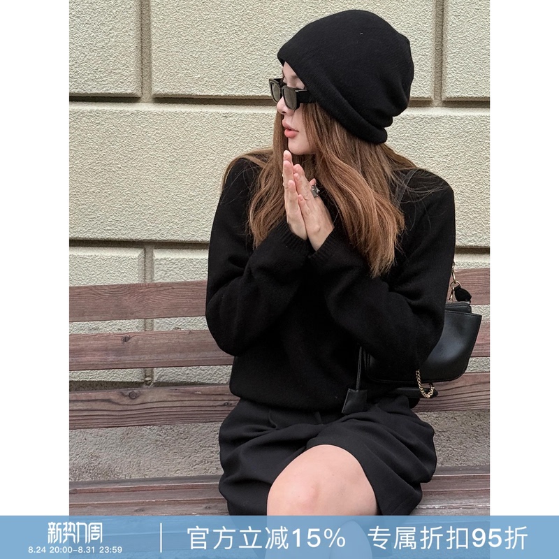 Rher Studio "Dark Night" Sheep Wool 100 Round Neck Pullover Sweater, Comfortable and Warm Knitted Sweater S99Ml Rher Studio "Dark Night" Sheep Wool 100 Round Neck Pullover Sweater, Comfortable and Warm Knitted Sweater S99Ml