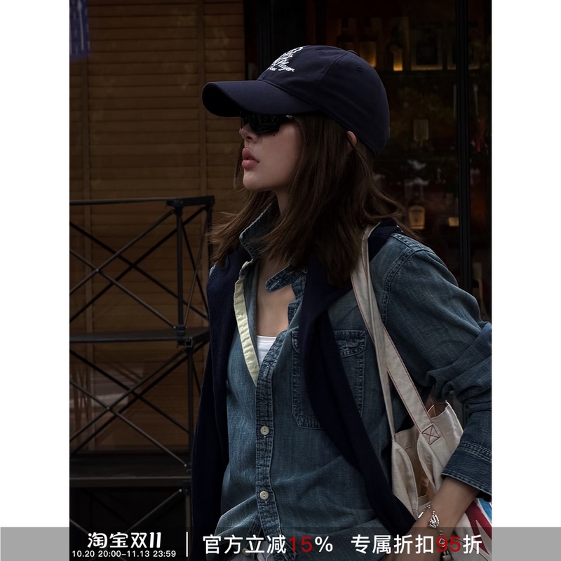 Rher Studio Retro Washed Denim Shirt Loose Casual Shirt Jacket C0113 Rher Studio Retro Washed Denim Shirt Loose Casual Shirt Jacket C0113