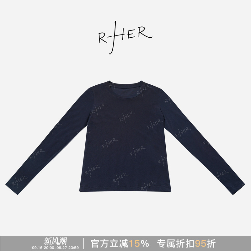 Rher Studio “Linen-Feel Cotton Long-Sleeve” New Summer Style Simple and Versatile Sun-Protective Comfortable Round-Neck Top Tl1