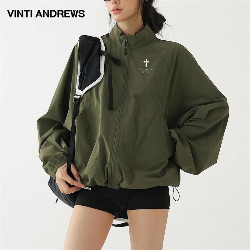 Vinti Andrews American Retro Windbreaker Mountaineering Jacket for Women 2026 New Loose Flight Jacket Vinti Andrews American Retro Windbreaker Mountaineering Jacket for Women 2026 New Loose Flight Jacket