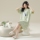 Женская летняя хлопчатобумажная пижама Cat nightdress, тонкая, можно носить на улице, свободное платье средней длины большого размера, домашняя одежда mini 1