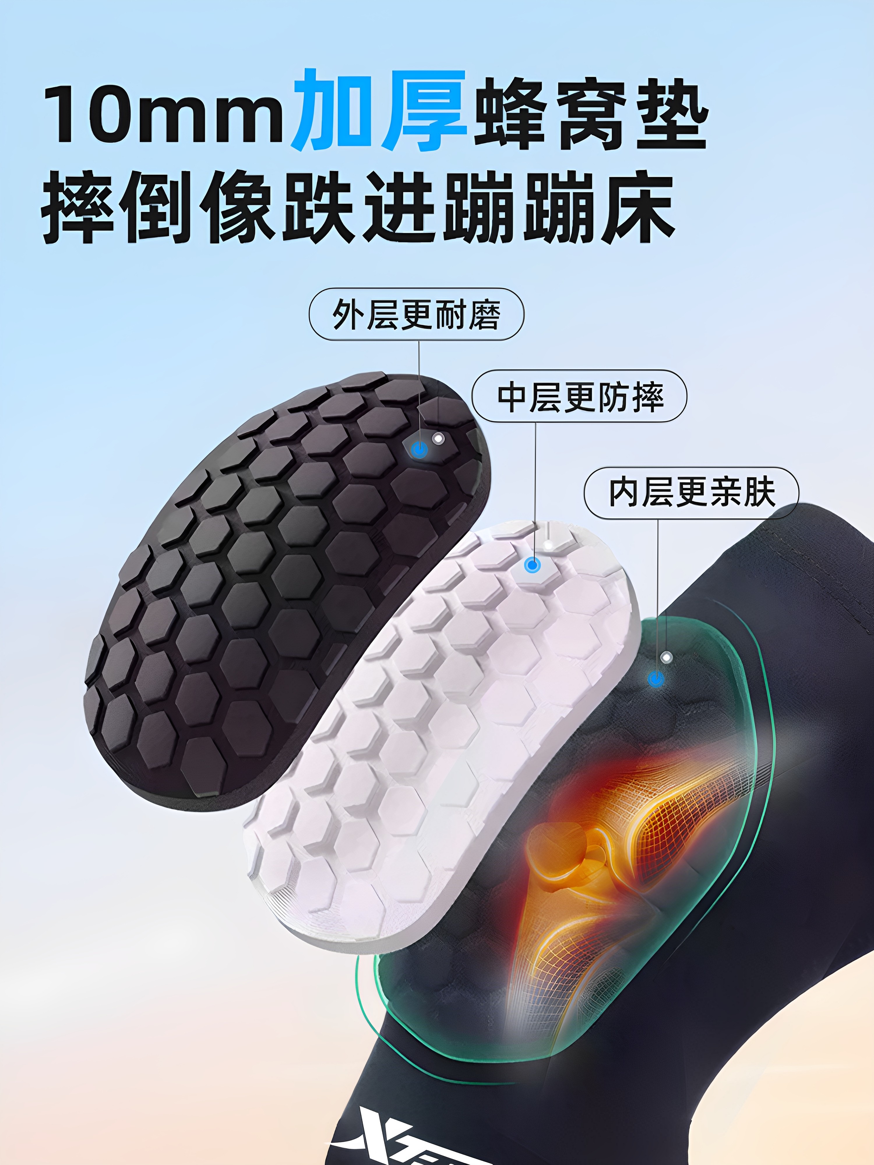 Xtep Children's Knee Pads for Basketball, Specialized Sports Knee and Elbow Protection for Boys, Anti-Fall Football Protective Gear, Thin for Summer