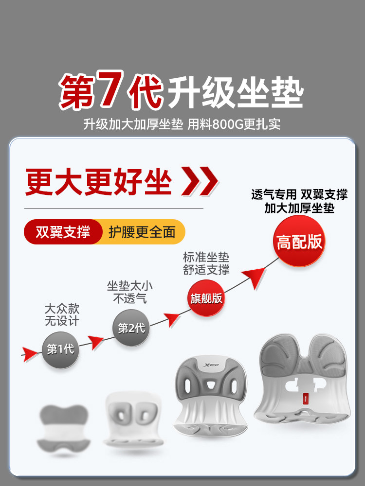 Xtep Lumbar Support Cushion for Long Sitting, Ergonomic Chair Support for Office, Backrest Cushion for Lumbar Support