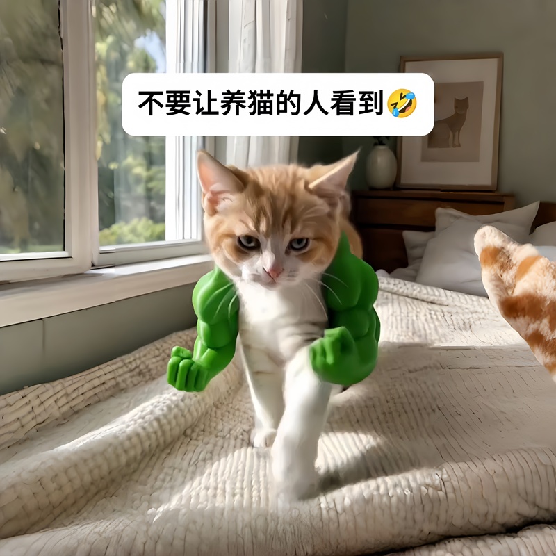Cat Muscle Arm 3D Printed Funny Cat Boxing Neck Hanging Fist Hulk Cos Creative Pet Decoration