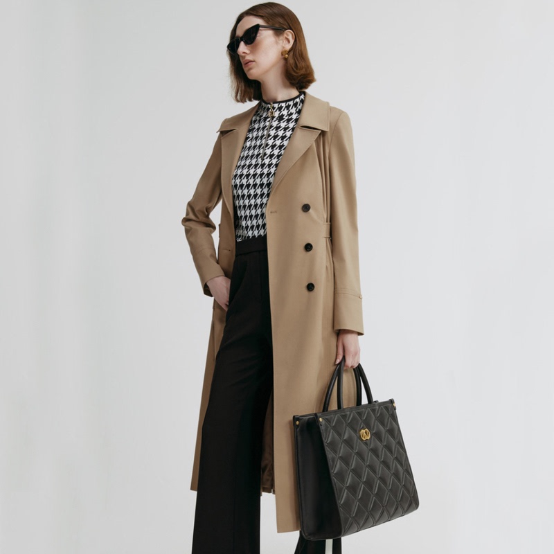 Naijia Same Style 2026 Autumn New Elegant Waist-Cinching Double-Breasted Mid-Length Trench Coat for Women Xj00407D4 Naijia Same Style 2026 Autumn New Elegant Waist-Cinching Double-Breasted Mid-Length Trench Coat for Women Xj00407D4
